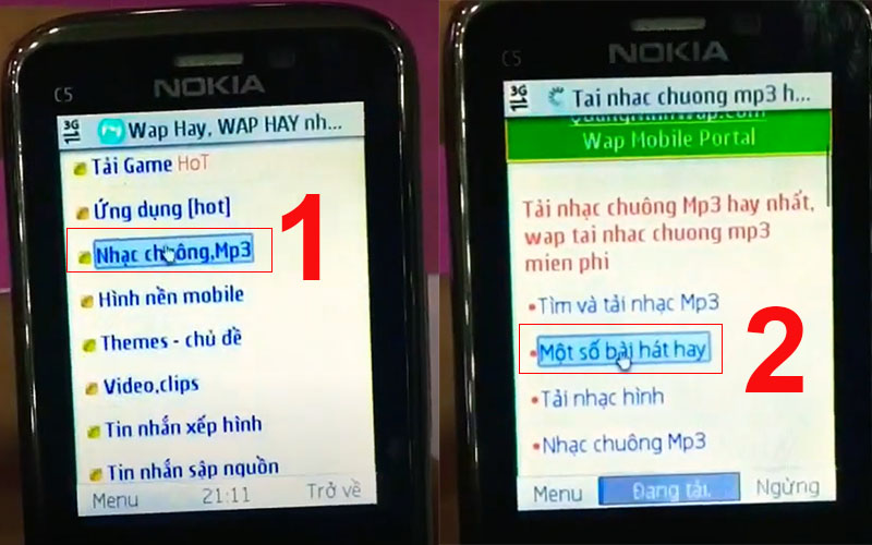 Chọn mục Nhạc chuông, Mp3
